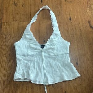 White Cropped Lace Halter Top